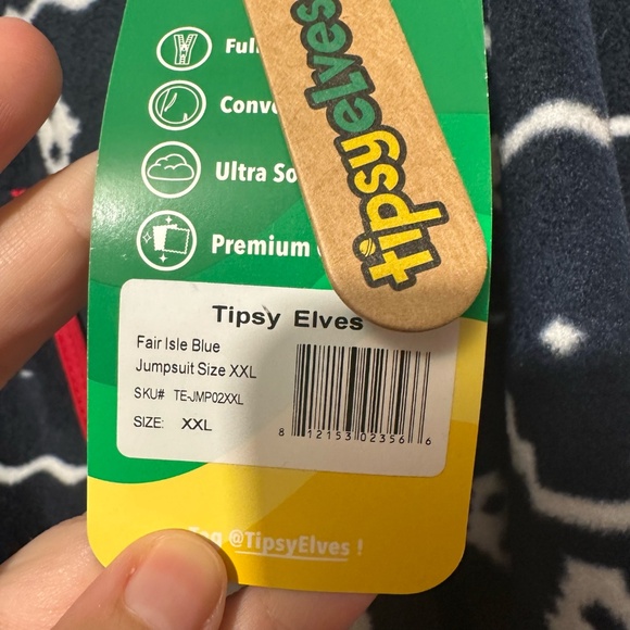 NWT Tipsy Elves Blue Fair Isle Jumpsuit - Picture 9 of 9